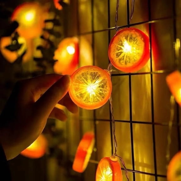 Lemon String Lights Warm Citrus Glow Decor 10 Lights 78.7 in Battery Powered Fruit Fairy Lights for Kitchen Party Patio Home Decoration Saffron