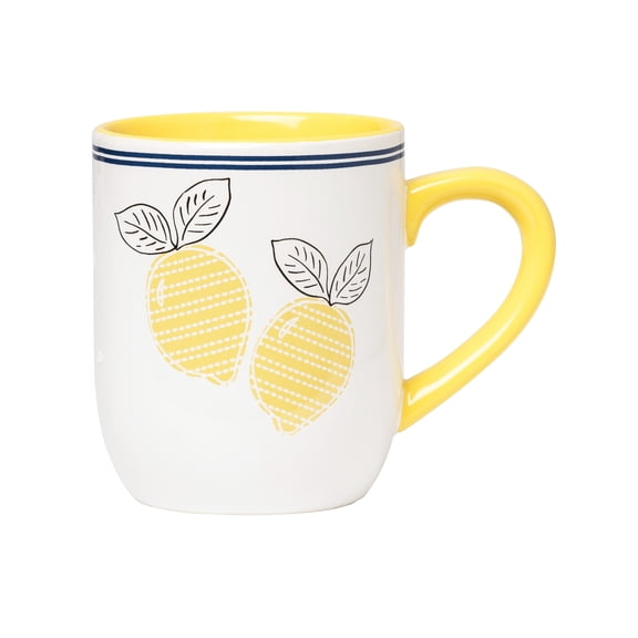 Lemon Stripe Ceramic Drinking Coffee Mug 16oz