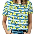 thumbnail image 1 of Lemon Stripe Pattern Women's Short Sleeve Tops Casual Blouses T Shirt, 1 of 6