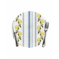 thumbnail image 1 of Lemon Striped Round Placemats for Dinning Tables, Heat-proof Braided Table Mats 13 Inch, Yellow Fruit Blue White Geometric Washable Place Mat for Kitchen Restaurant Party Decor Supplies Table Setting, 1 of 9
