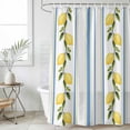 thumbnail image 1 of Lemon Striped Waterproof Fabric Shower Curtain,Yellow Fruit Blue White Geometric Waterproof Fabric Shower Curtain for Bathroom Curtains Bathtubs Hotel Shower Curtains with 12 Hooks Extra Long 72x84, 1 of 8