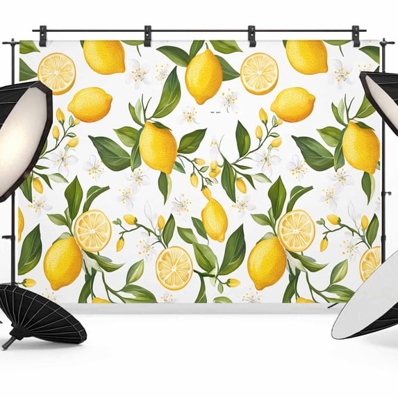 Lemon Grad Backdrop Lemon Summer Backdrop for Photography, Floral Lemon Yellow Green Photo ...