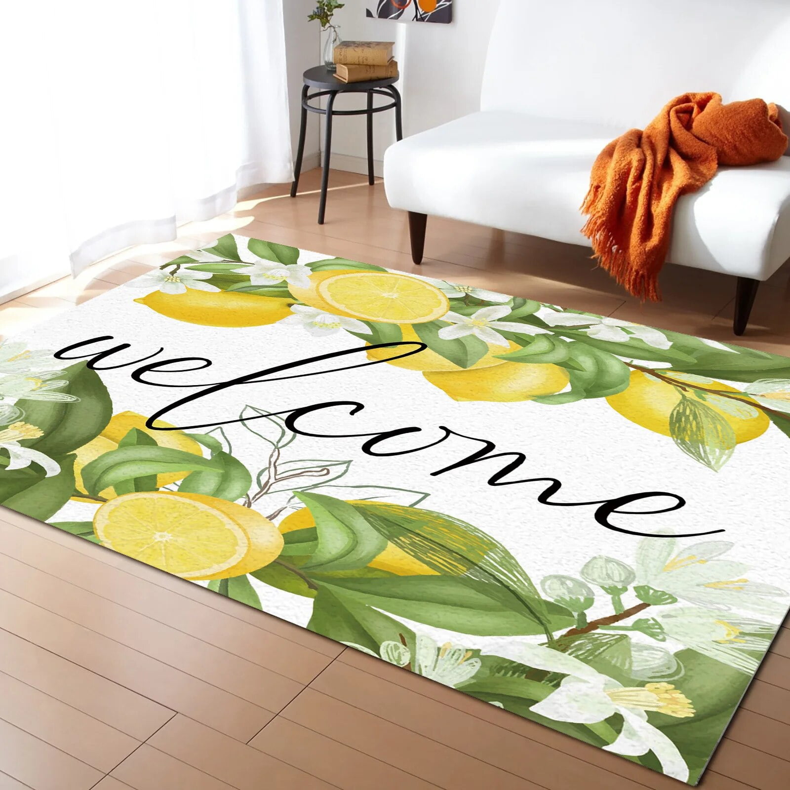 Lemon Summer Fruit Leaves Welcome Carpet Area Rug Children's Room ...