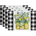 thumbnail image 1 of Lemon Summer Placemats 12x18 Inch Set of 4 Black Vase Spring Table Mats Farmhouse Rustic Holiday Kitchen Dining Table Decoration for Indoor Outdoor Dinner Party Décor GP084-18, 1 of 5