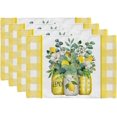 thumbnail image 1 of Lemon Summer Placemats 12x18 Inch Set of 4 Yellow Vase Spring Table Mats Farmhouse Rustic Holiday Kitchen Dining Table Decoration for Indoor Outdoor Dinner Party Décor GP082-18, 1 of 5