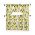 thumbnail image 1 of Lemon Swag Kitchen Curtains Sets for Windows 24 Inch Length, Farmhouse Fruit Rustic Country Summer Plant Short Window Curtain Panels Swags Valances and Tiers 3 Piece Set for Cafe/Dining Room, 1 of 5
