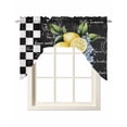 thumbnail image 1 of Lemon Swag Valances for Windows, Small Curtains Drapes, Spring Summer Black White Checkered Plaid Kitchen Window Curtains Over Sink Rod Pocket Window Treatment Valance for Bedroom/Bathroom 56"x36", 1 of 5