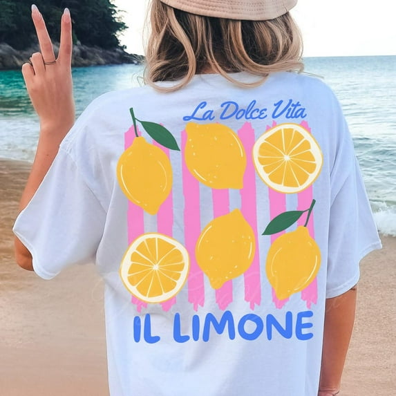 Lemon T-Shirt, Amalfi Coast Italy Summer Shirt, Limoncello Preppy Lemon Tee, Girly Summer Trendy Shirt