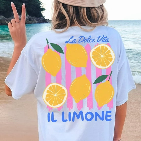 Lemon T-Shirt, Amalfi Coast Italy Summer Shirt, Limoncello Preppy Lemon Tee, Girly Summer Trendy Shirt