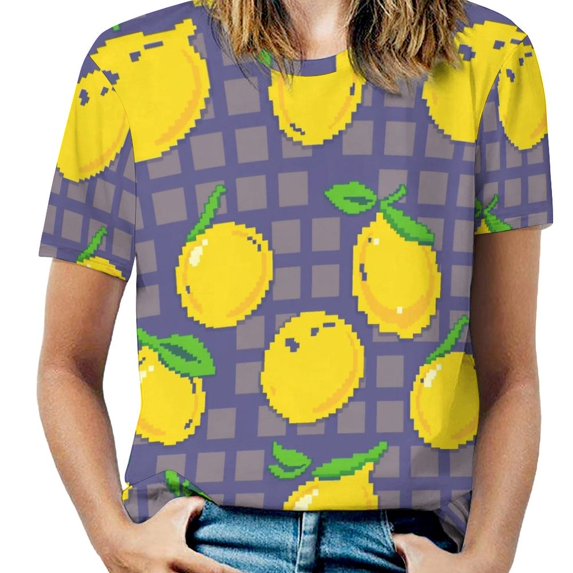 Lemon T-Shirt O Neck Oversize T-Shirts Short Sleeve Classic Tees Women Summer Graphic Tops