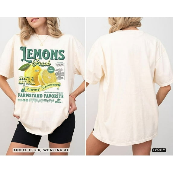 Lemon T-Shirt – Retro Fruit Graphic Tee, 90s Vintage-Inspired Oversized Shirt, Unisex Gift for Him or Her, Y2K Aesthetic Top