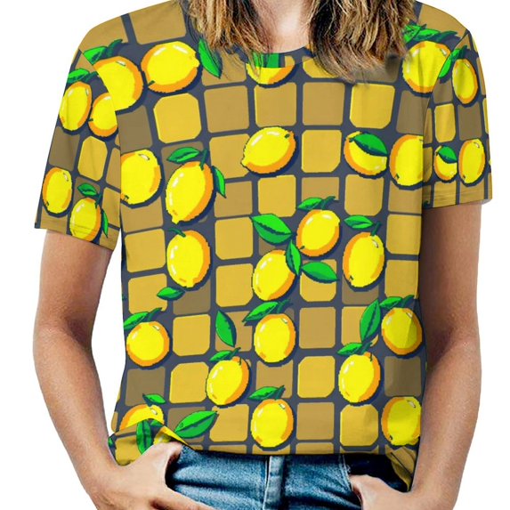 Lemon T-Shirts Casual T-Shirt Short Sleeve Women Trendy Tshirt Beach Custom Tops