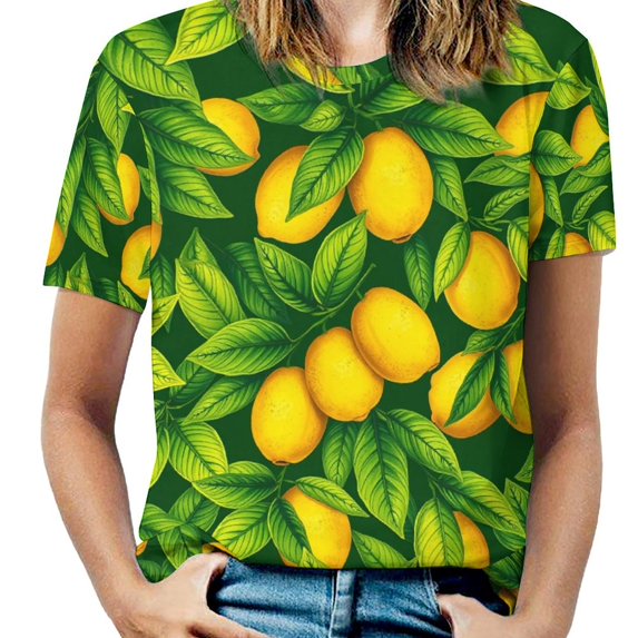 Lemon T-Shirts Casual T-Shirt Short Sleeve Women Trendy Tshirt Beach Custom Tops