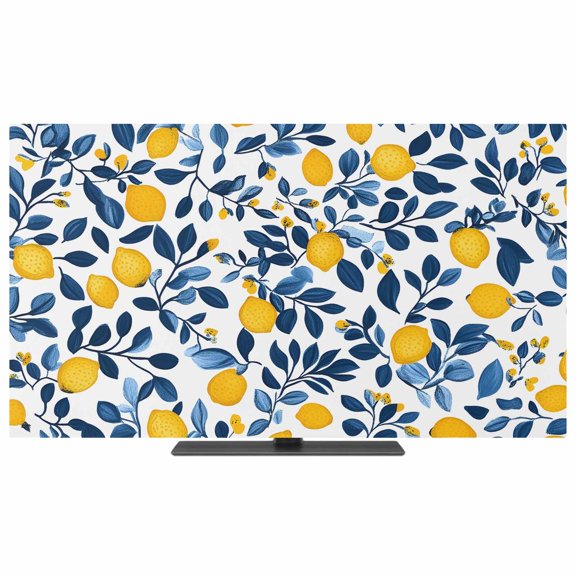Lemon TV Dust Cover,Stretchable TV Screen Desktop Computer Protector Cover,Fruit Leaf Branch Summer Spring Pastoral Television Dustproof Slipcover Indoor Outdoor for 19–24 Inch Flat or Curved TVs