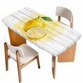 thumbnail image 1 of Lemon Table Cloths for 4 Foot Rectangle Tables, Yellow Summer Botanical Watercolor Wooden Patio Waterproof Elastic Fitted Tablecloths, Washable Rectangular Table Cover for Camping, 1 of 8