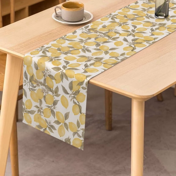 Lemon Table Runner 72 In Vintage Boho Dining Linen Runner for Table Decorations