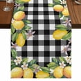 thumbnail image 1 of Lemon Table Runner 72 Inches Long,Black Plaid Check Yellow Fruit Flower Floral Cotton Linen Table Runners Dresser Scarves,Decorative Tabletop Scarf Furniture Cover for Home Dinner Party 13"x72", 1 of 8