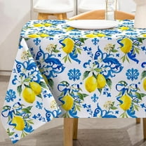 Lemon Tablecloth Rectangle Italian Lemons Fabric Table Cloth Waterproof Washable Spring Summer Lemon Table Cover for Picnic Dinner Table Home Kitchen Party Decoration, 60 x 102 Inch