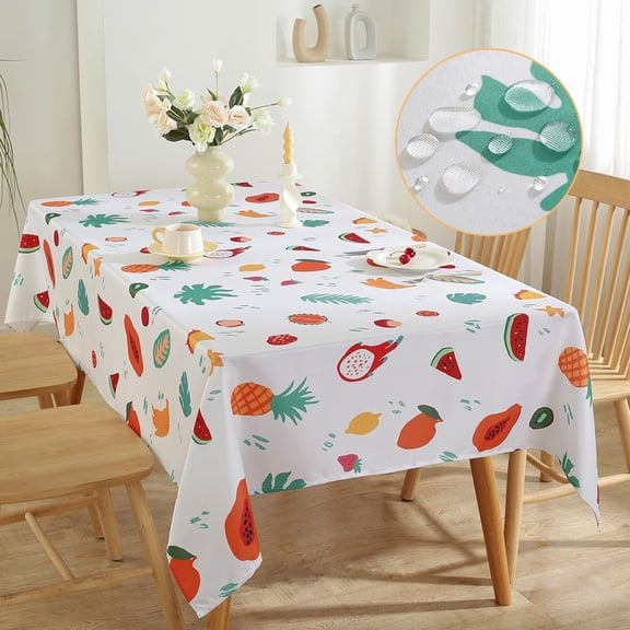 Lemon Tablecloth Rectangle, Summer Table Cloth Wrinkle Resistant, Spill-Proof & Oil-Proof Table Cover with Lemon Pattern for Kitchen Dining Table Holiday Party Decorations-60 x 120 Inch