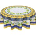 thumbnail image 1 of Lemon Tablecloth Round 60 Inch Summer Fruit Blue and Yellow Table Cloth Circular Table Cover Wipeable Reusable Polyester Tabletop for Dining Kitchen Holiday Decor, 1 of 6