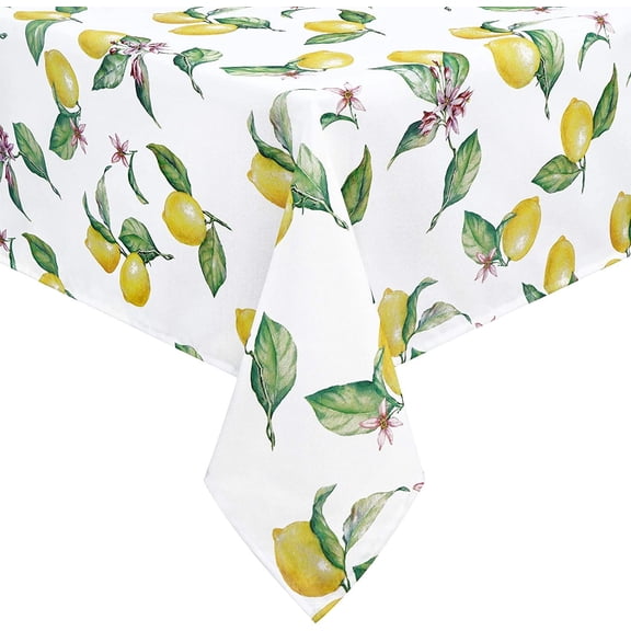 Lemon Tablecloth, Yellow Lemons Table Cloth for Spring Summer, Waterproof Wrinkle Free Tablecloth for Kitchen Dining Room Picnic Party Banquet, Outdoor Indoor Use Tablecloth, Rectangle 60 x 84 inch