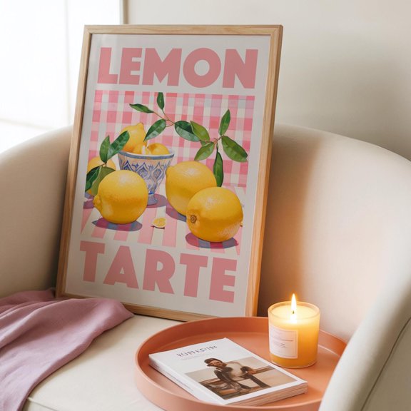 Lemon Tart Kitchen Print Colourful Food Wall Art