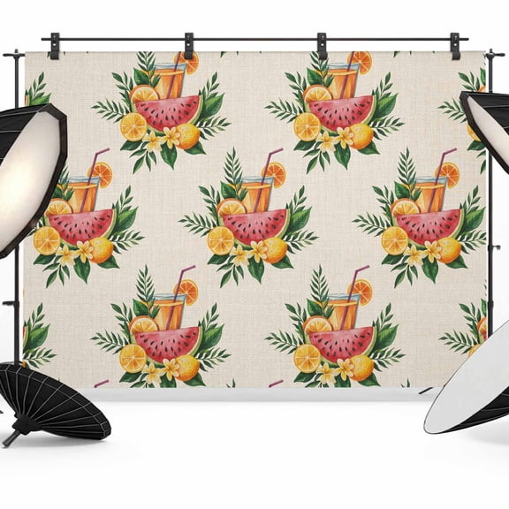 Lemon Tea Backdrop for Photography, Watercolor Summer Tropical Plants Photo Backdrop Portrait Background Party Banner Photo Backgrounds for Studio Booth Props, 7x5ft