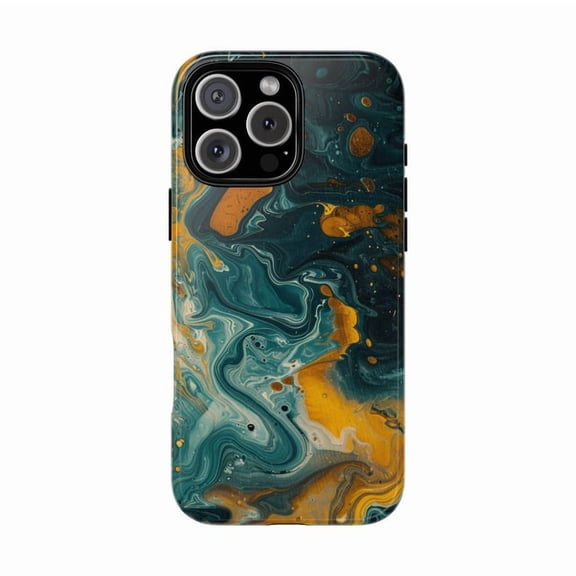 Lemon Teal Aqua Liquid Abstract Swirl iPhone Case Colorful Art for iPhone 17 16 15 14 13 12 11 Pro Max