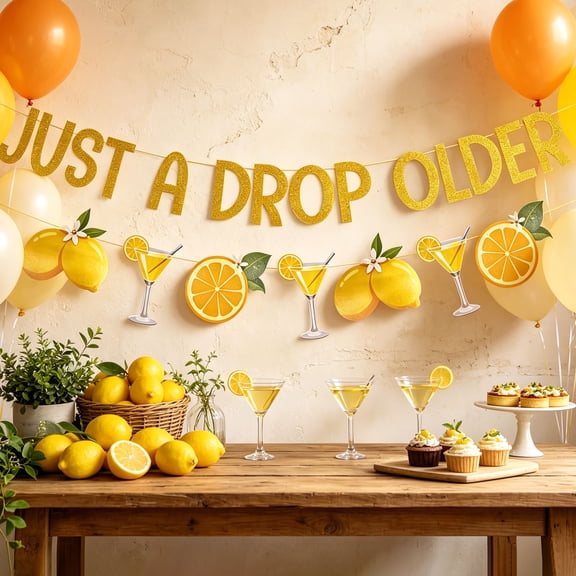 Lemon Theme "Just a Drop Older" Adult Birthday Decorations Set - Summer Fresh Party Supplies