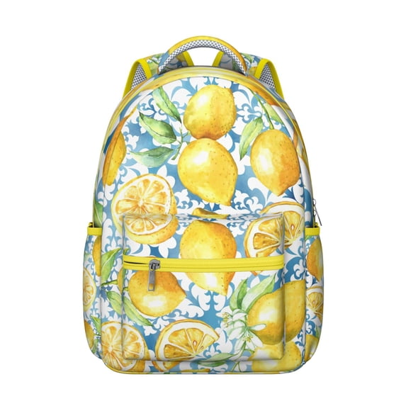 Lemon Themed Backpack - Fashionable School Bookbag for Teens & College Students, Spacious Rucksack with Laptop Compartment, Durable Lightweight Everyday Bag for High School & University, Great Gift