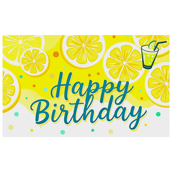 Lemon Themed Happy Birthday Banner Background Backdrop Decorations for Birthday Party Photography Props Celebrations Event Decor Party Supplies