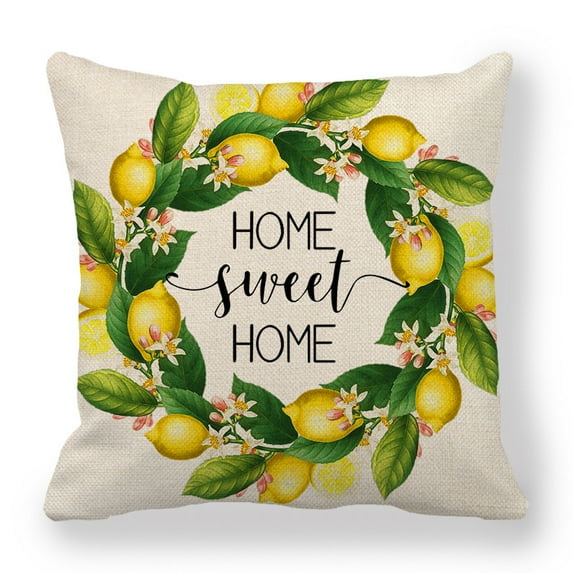 Lemon Throw Pillow Cover, 18 x 18 Inch Lemon Wreath Bicycle Squeeze The Day Cushion Case for Sofa Couch