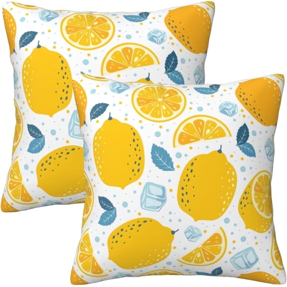 Lemon Throw Pillow Covers Set of 2 Soft Pillow Case Protectors with Zipper Standard Size Pillowcase Square for Bed, Sofa, Living Room, Outdoor (20")