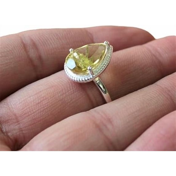 Lemon Topaz Gemstone Ring, Natural Lemon Topaz Ring, November Birthstone, Womens Ring, 925 Sterling Silver, Bohemian Ring, Designer Handmade Jewelry, Christmas, Twisted Design Art Ring