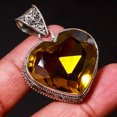 thumbnail image 1 of Citrine Gemstone Pendant Handmade Antique Gift Heart Shape Vintage Jewelry 1.90", 1 of 3