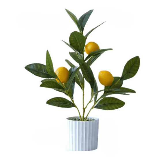Lemon Tree Artificial with Basin Mini Fake Lemon Kitchen Decor for Home（13.78in）