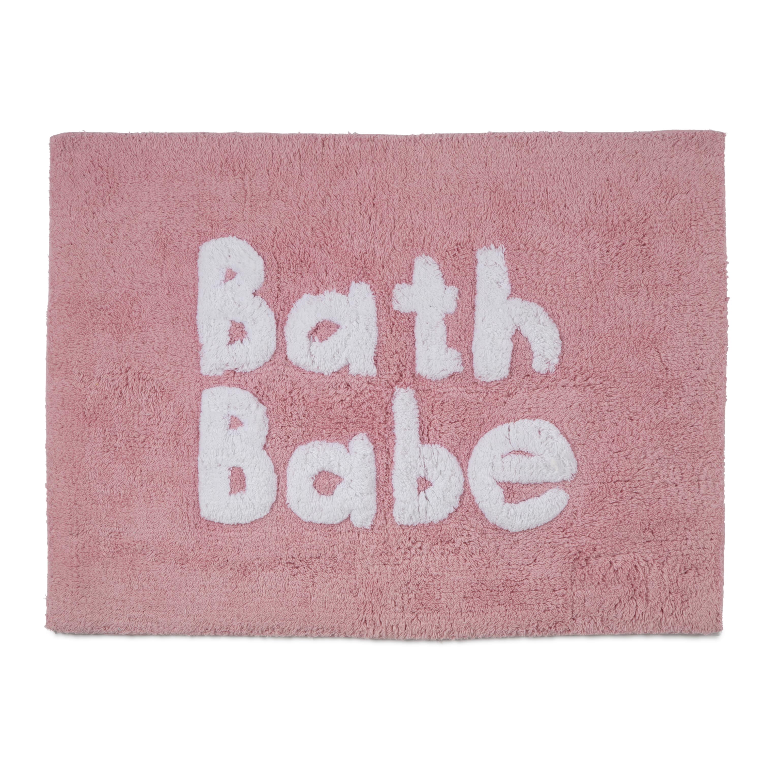 Lemon Tree Bath Babe Cotton Bath Rug, Orchid Pink/White