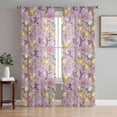 thumbnail image 1 of Lemon Tree Birds Sheer Curtains 63 Inch Length 2 Panels Set, Yellow Botanical Pink Floral Voile Window Treatment Rod Pocket Curtains Sheers Drapes for Bedroom/Living Room/Kitchen 52x"63"x2, 1 of 7
