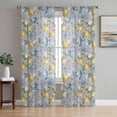 thumbnail image 1 of Lemon Tree Birds Sheer Curtains 84 Inch Length 2 Panels Set, Green Botanical Blue Floral Voile Window Treatment Rod Pocket Curtains Sheers Drapes for Bedroom/Living Room/Kitchen 52"x84"x2, 1 of 7