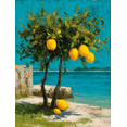 thumbnail image 1 of Lemon Tree Coastal Canvas Art, Azure Sea Beach Scene, Living Room Dining Room Decor & Mother's Day Gift, 1 of 8