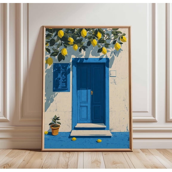 Lemon Tree Doorway Mediterranean Greek Island Summer Italy Decor Unframed Paper Print