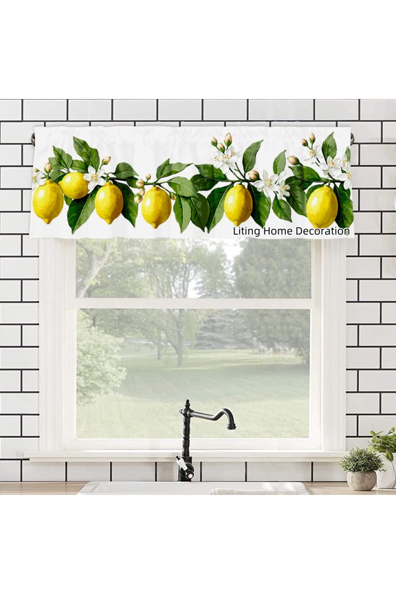 Lemon Tree Floral Pattern Print Polyester Rod Pocket kitchen Valances Curtains for windows 54x18 inch