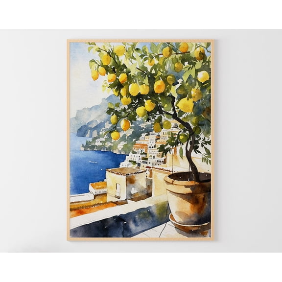 Lemon Tree Poster: Positano Italian Coast Artwork, Unframed Poster Size 16x24