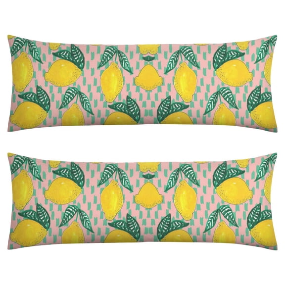 Lemon Tree Throw Pillow Fruiting Branches & Blossoms, Artistic Painting Style, Velvet Cover for Conservatory, Greenhouse Decor