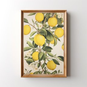 Lemon Tree Wall Art Print Retro Citrus Decor