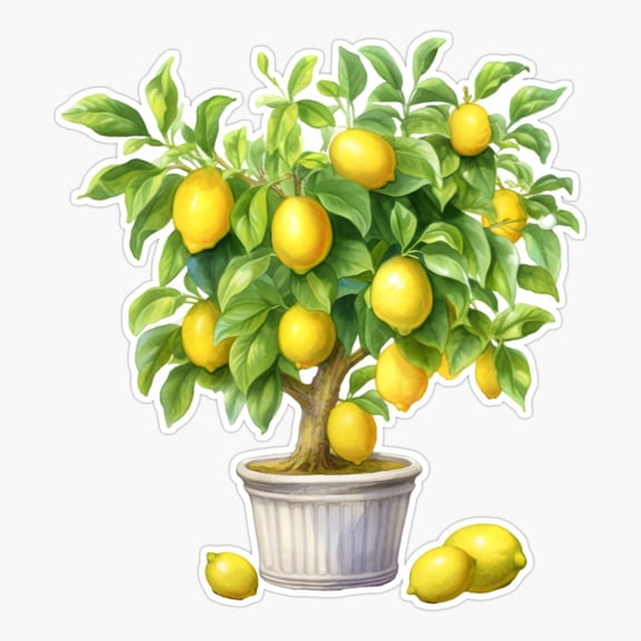 Lemon Tree Watercolor Art Er, Phone Decal Water Bottle Stickers Car Decals, Funny Birthday Gift