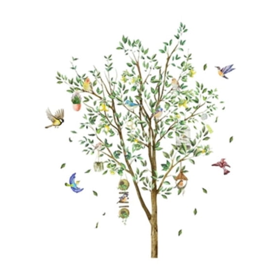 Lemon Tree and Bird Wall Sticker for Home Decoration Self PVC Wall Art for Living Room Bedroom Cafe and Restaurant