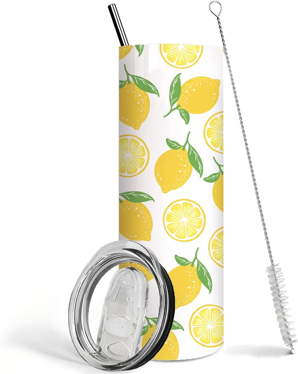 Lemon Tumbler with Lid and Straw, yellow Lemon Water Bottle Cups Coffee ...