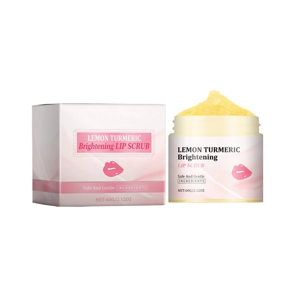 Lemon Turmeric Brightening Lip Scrub Gently Exfoliates Dead Skin, Brightens & Evens Lip Tone, Moisturizes & Softens Dry Flaky Lips, Safe and Gentle Formula for All Lip Types