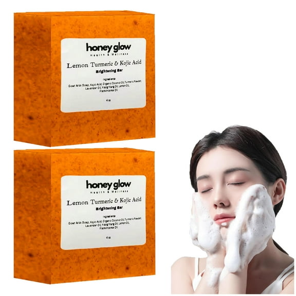 Lemon Turmeric & Kojic Acid Brightening Soap, Lemon Turmeric Kojic Acid Soap for Hyperpigmentation, Skin Brightening Soap for Dark Spots, Turmeric Soap Bar for Face & Body